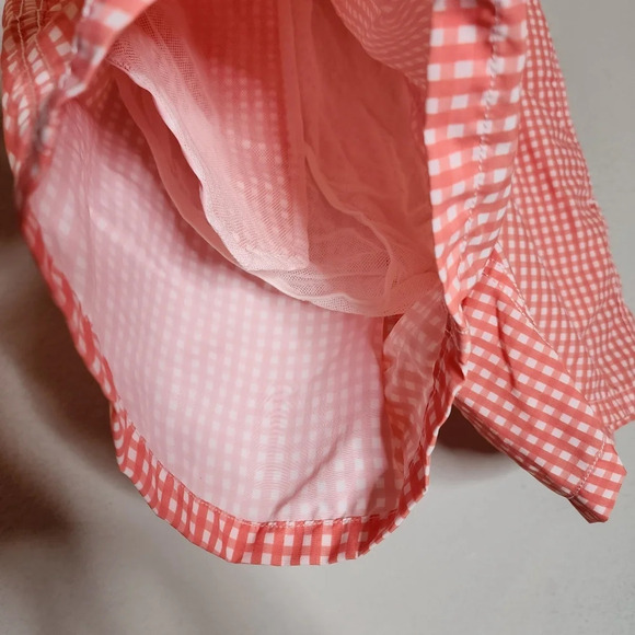 Solid & Striped classic coral Orange/White gingham swim trunks. Men's size small - Picture 7 of 15